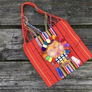 Handmade Embroidered Mexican Sugar Skull Tote Bag